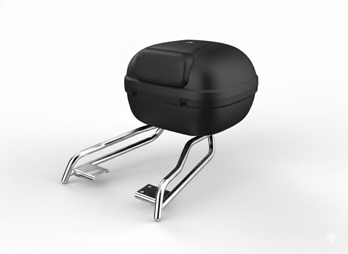 Segway Topcase mit verchromtem Gepäckträger für AC.50.0000.21 E300SE, E250S, E150S, E125S, E110S, E110SE