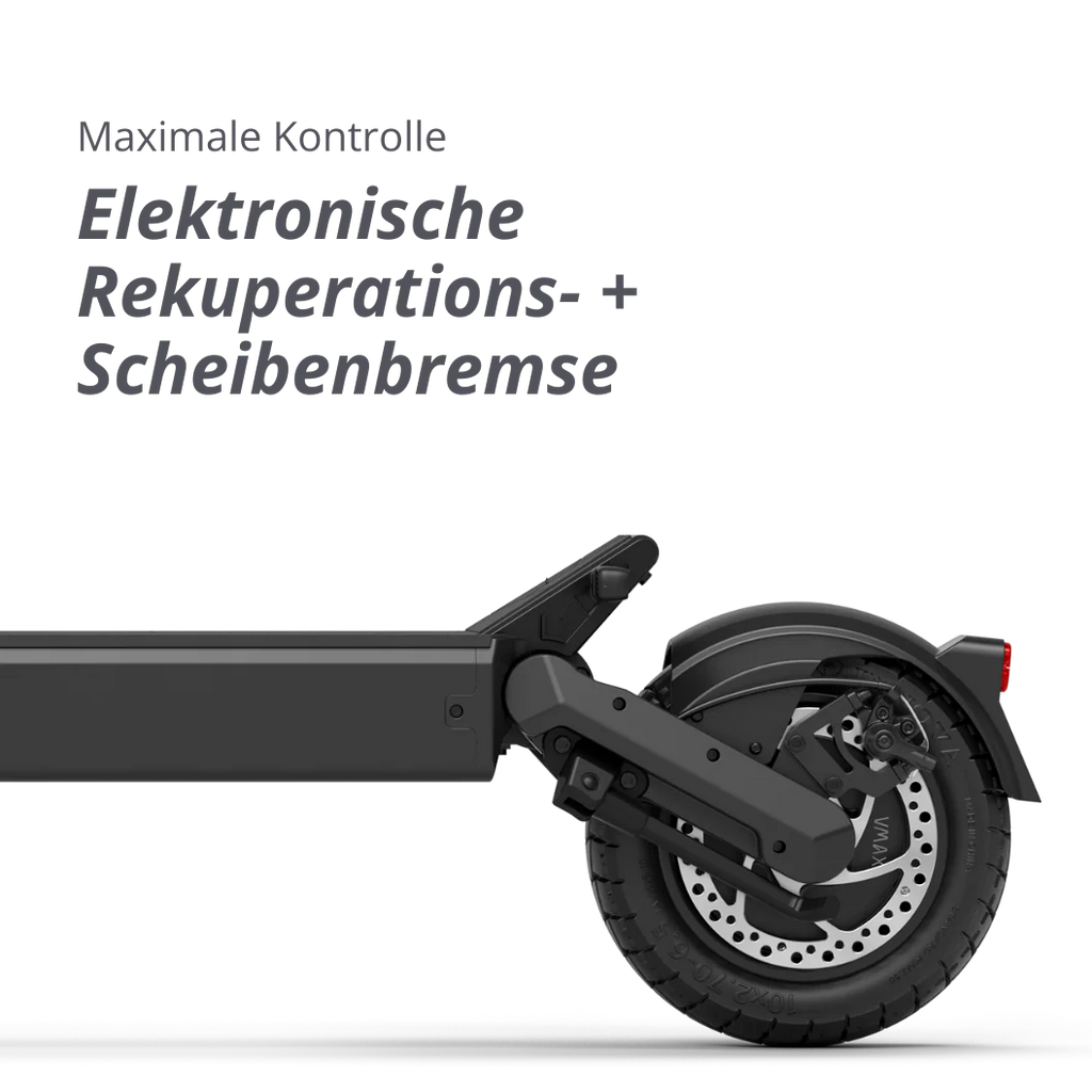 VMAX New VX4 E-Scooter mit elektronischer Rekuperationsbremse und Scheibenbremse – sicheres Elektro-Scooter Modell bei escoomo in Berlin