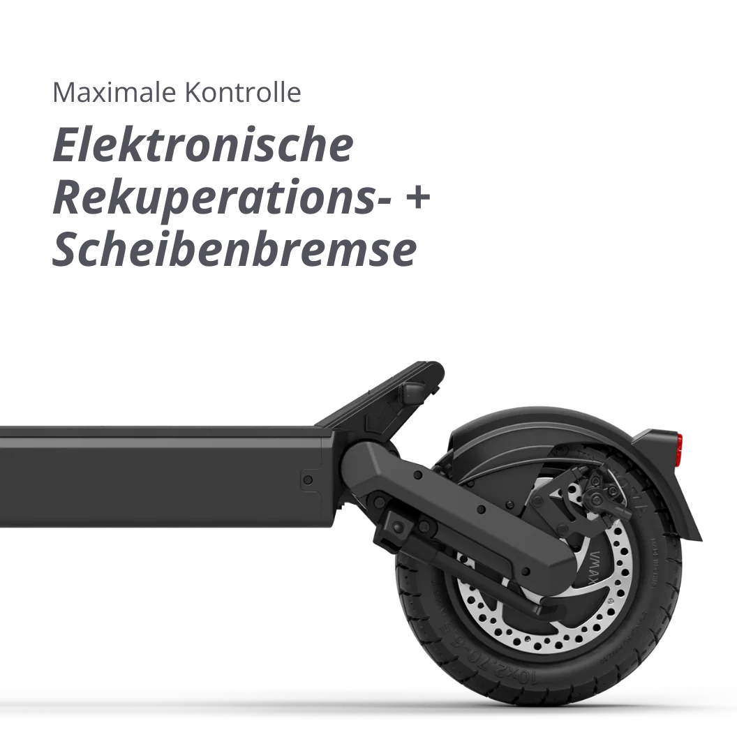 VMAX New VX4 E-Scooter mit elektronischer Rekuperationsbremse und Scheibenbremse – sicheres Elektro-Scooter Modell bei escoomo in Berlin