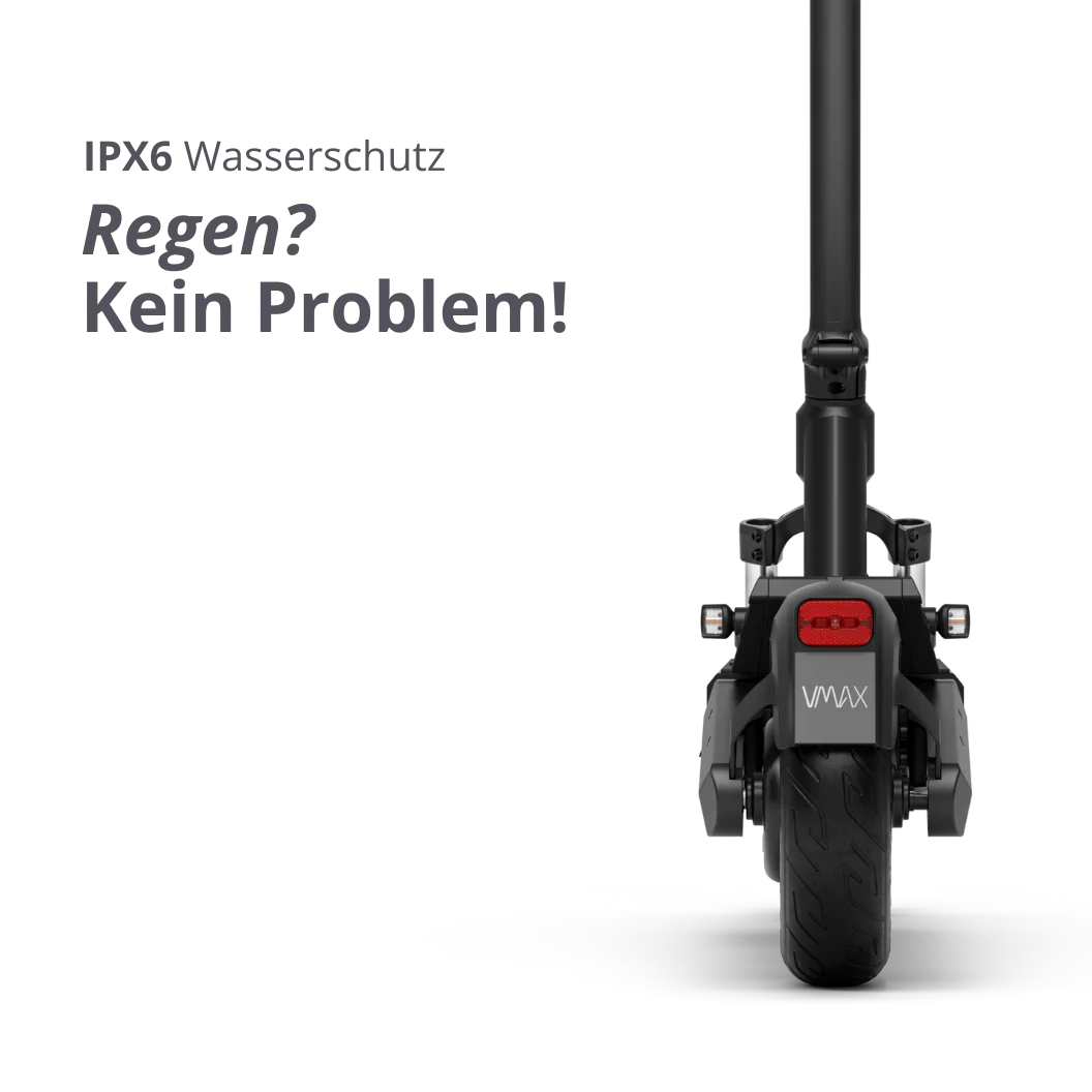 VMAX VX2 Gear E-Scooter mit IPX6 Wasserschutz – spritzwassergeschütztes Elektro-Scooter Modell bei escoomo in Berlin
