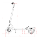 VMAX VX2 Hub E-Scooter Abmessungen und Maße – kompaktes Elektro-Scooter Modell bei escoomo in Berlin